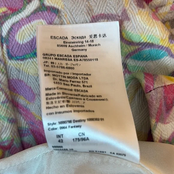 Escada Colorful Paisley Sleeveless Belted Dress 42 or 12 - Picture 10 of 16